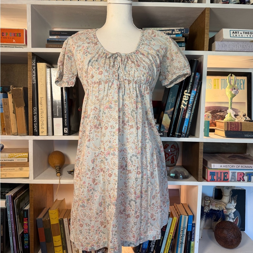 Floral Babydoll Dress in Soft Cream and Dusty Rose